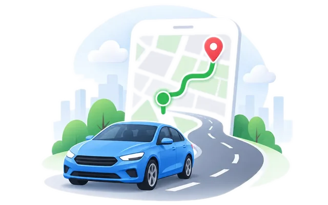 A car on a route