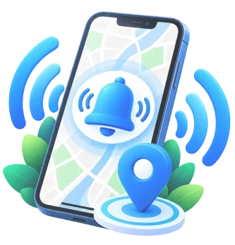 A phone ringing with its location pinned on a map